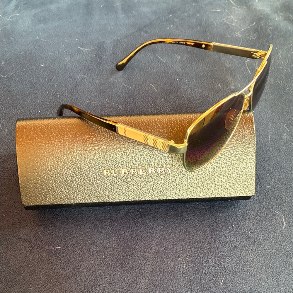 Burberry Gold and Black Sunglasses with Case
